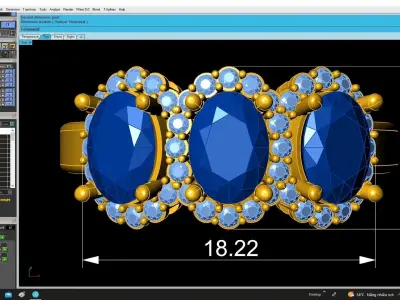 Luxury Oval Gemstone Crown Ring for Women 4858 3D print model