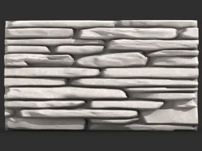 Overgrown Stone Wall Section Detail 3D print model