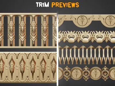 50 Gothic Trim Brushes   Vol 37 Low-poly 3D model