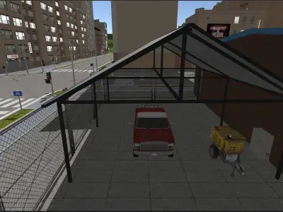 CarPort metal structure in middle of grassy field Free low-poly 3D model