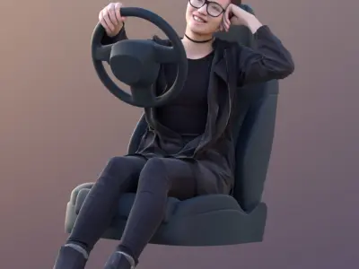 Laura 10567 - Driving Casual Girl Low-poly 3D model