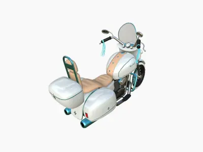 Motorcycle Cartoon B04 White Blue - Custom Vehicle Design Low-poly 3D model