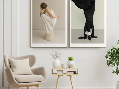 Plaster Two Photo Frame E-23 Low-poly 3D model