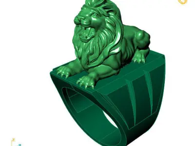 lion ring 3D print model 4