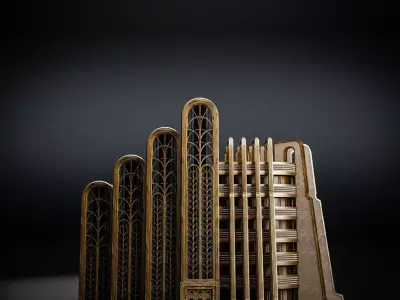 ART DECO SKYSCRAPER BUILDING 02 Low-poly 3D model