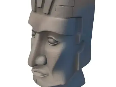 Ancient Stone Tribal Head Statue Low-poly 3D model