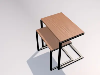 3d wooden tables for decoration Low-poly 3D model