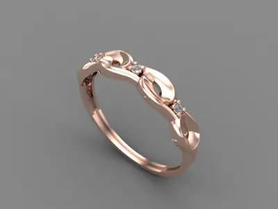 Women Ring Diamond Stone STL 3DM Lightweight Printable 3D print model 38
