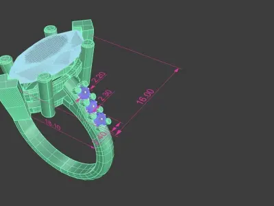 Marquise Engagement Ring Diamond Ladies Bridal Jewelry 3D print model