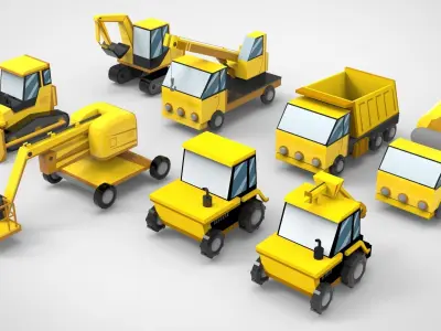 Construction Trucks Free low-poly 3D model