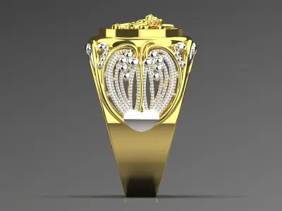 Man ring with lion and sun design two colors model mr0155 3D print model