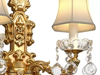 Golden Sconce Wall lamp classic style with crystal lampshade  3D model