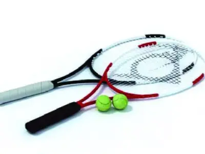Racquets And Balls 3D model