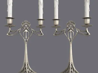 Two-arm candelabra 3D model