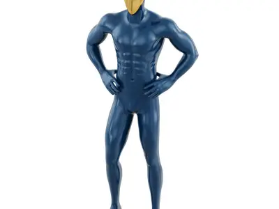 Sports male mannequin with golden mask 170 3D model