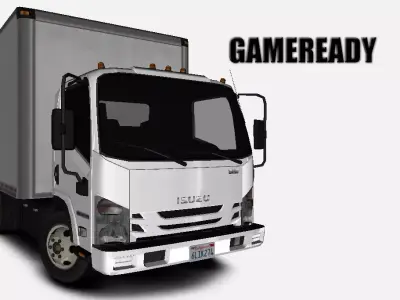 Isuzu NPR 2017 US-Spec Box Truck with Simple Interior  Low-poly 3D model