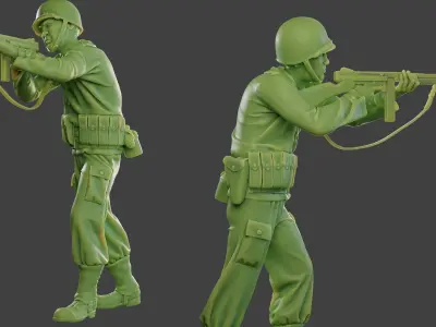 American soldier ww2 Shoot Stand2 A12 3D print model