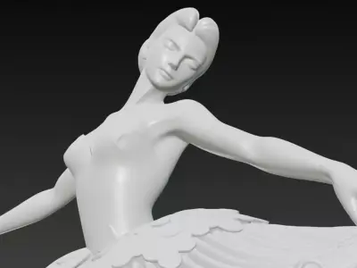 Monochrome Ballerina Sculpture Marble Dancer Flowing Tutu 3D Low-poly 3D model