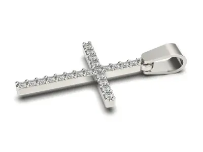 G0488 gold diamond cross pendant 3D print model