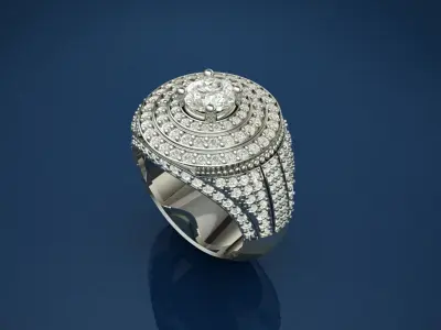 Round Diamond Ring 3D print model 3D print model