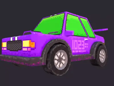 Low Poly Cartoon Race Car 3D model