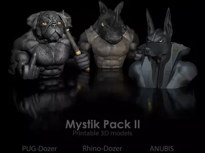 3-Pack- 30 Percent- Mystic - Anubis  Franzbulldogge Rhinocerus  3D print model