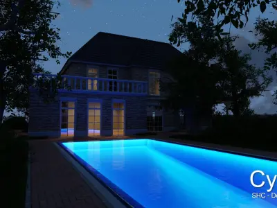 Classic villa 2021 Blender Eevee and Cycles 1 without furniture Low-poly 3D model