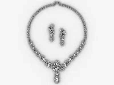 diamond necklace and earrings 3D print model