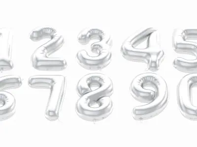 Balloon Numbers Silver Color 3D model