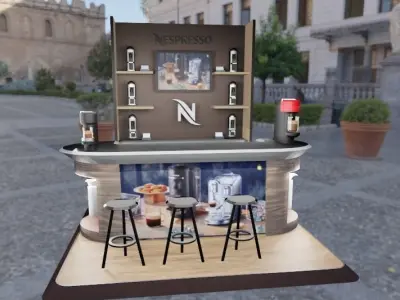 coffee-stand coffee bar with chairs and tables Low-poly 3D model