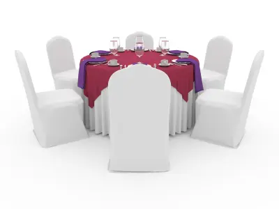 Banquet Table and Chair 20 3D model