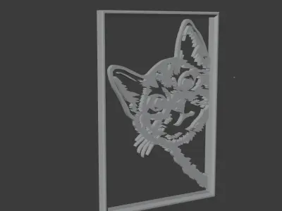 Peeking Cat 3D Wall Art - Decorative Laser Cut Panel Low-poly 3D model