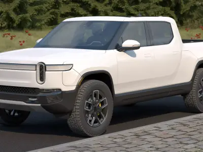 Electric Pickup Truck White 3D model