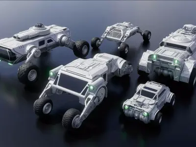 SCI-FI Vehicles - 45 Kitbash Parts Low-poly 3D model