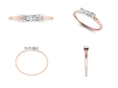 Rose Gold Diamond Woman Bracelet 3D Print Model 3D print model 6