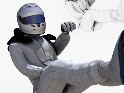 Driver man in racing suit Low-poly 3D model