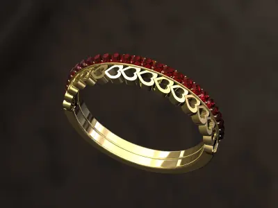 Multi hearts with diamonds Ring 3D print model