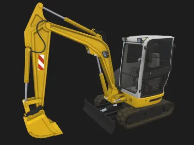 Mini Excavator Low-poly 3D model