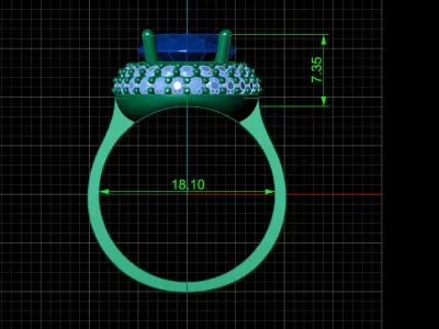 STL 3DM Print Ready Women Diamond Ring Lightweight Printable  3D print model 32