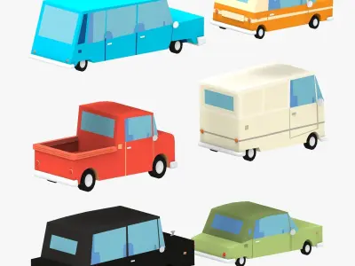 Cartoon Cars pack 2 Low-poly 3D model