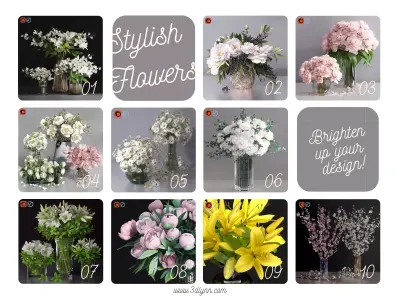 Top-ten 3d Flowers Bouquet Collection 3D model
