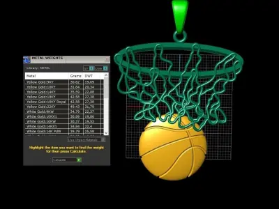Basketball Hoop Ball Pendant 1128 3D print model