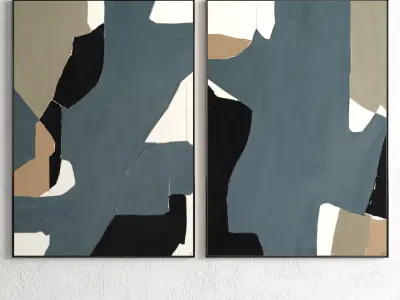 Plaster Two Photo Frame E-43 Low-poly 3D model