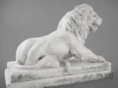 Stone Lion Sculpture 3D model