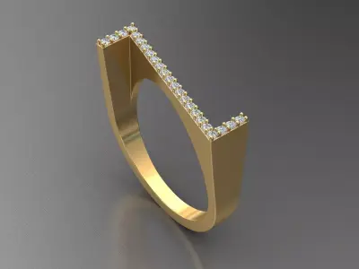 alphabet jewelry ring diamond letter Z 3D print model