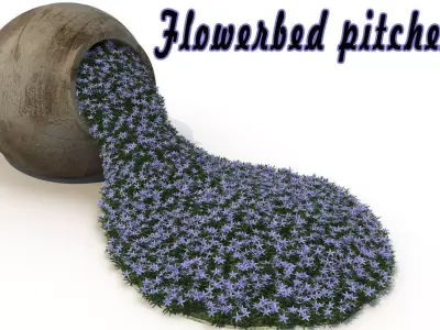 Flowerbed rock with grass 3D model