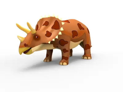 3D Models Cartoon Triceratops Rigged and Animated  Low-poly 3D model