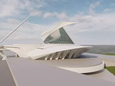 Milwaukee Art Museum model Revit 2021 and render by Lumion 11 3D model