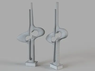 Brother And Sister Sculpture Silver And Gold Leaf 3D model