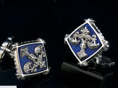 Zodiac signs Cufflinks Libra 3D print model